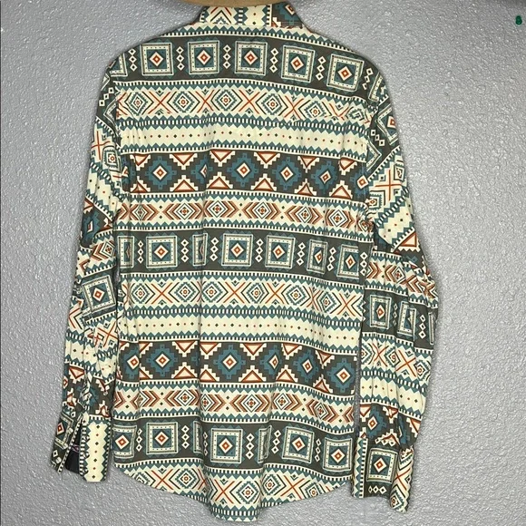 Men's Geometric Pattern Casual Button Down Shirt - Picture 4 of 4